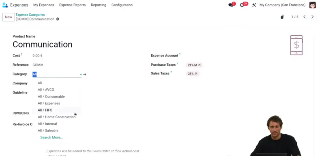 ODoo Expense Category