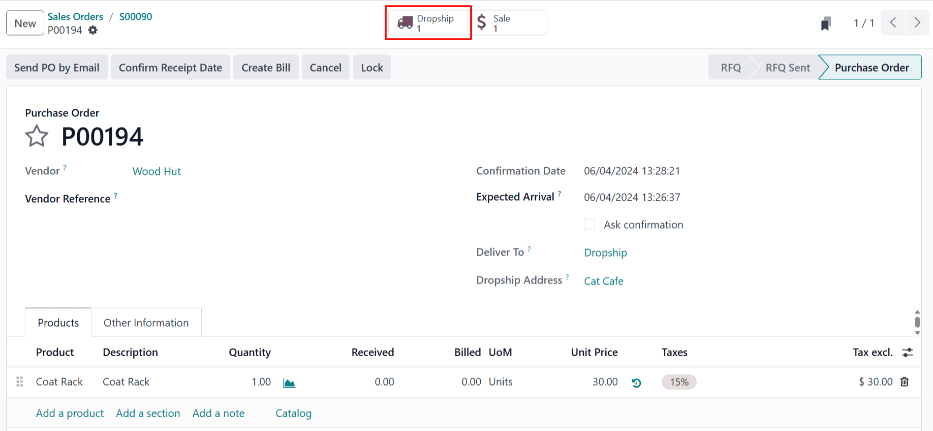 Dropshippping Purchase Order