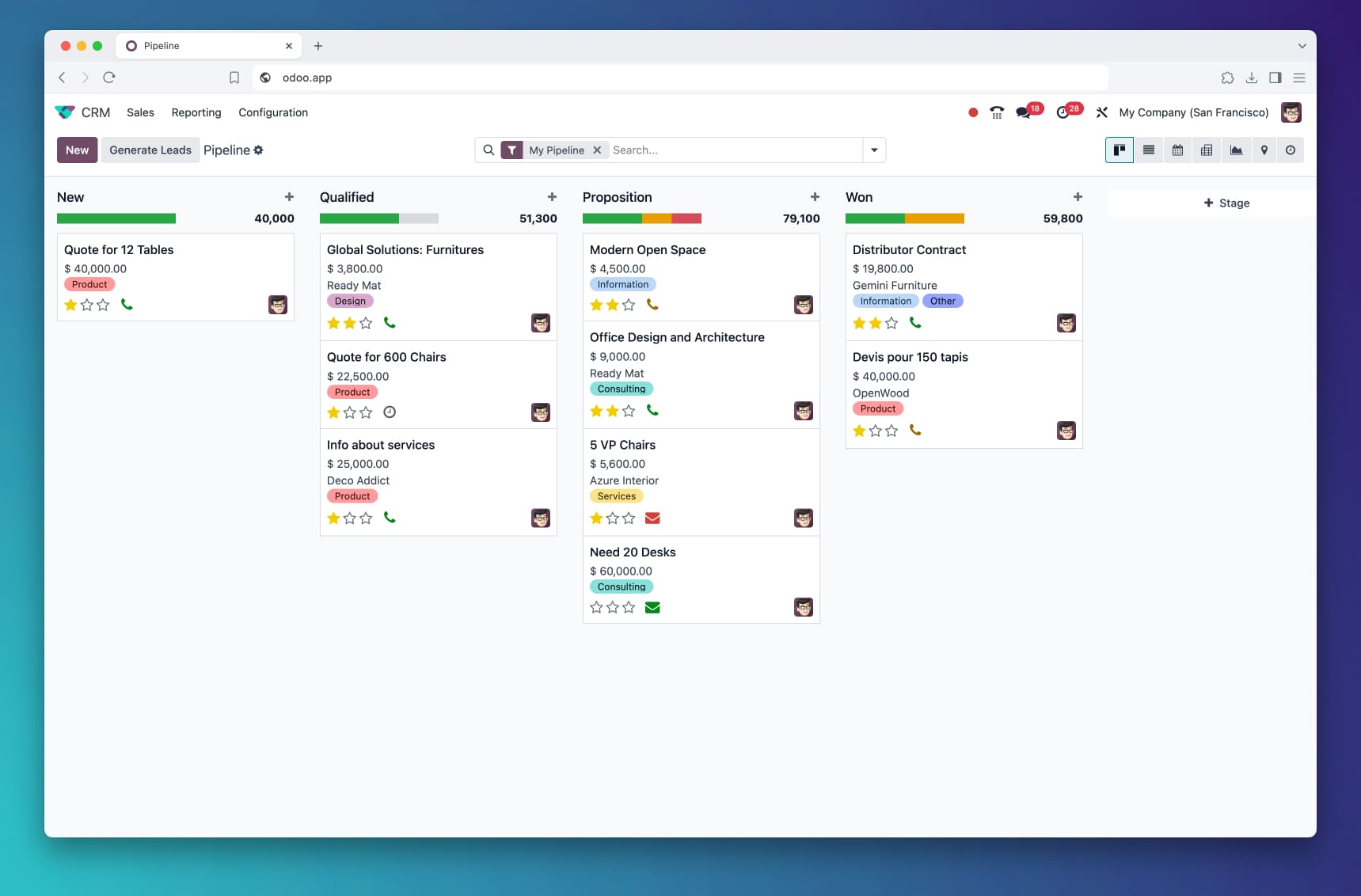 Laptop and phone views of Odoo